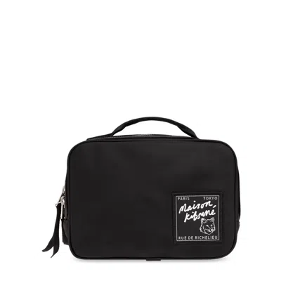 Shop Maison Kitsuné Maison Kitsune Traveler Bag In Black