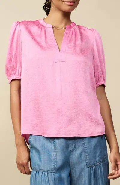 Shop Current Air Short Sleeve V-neck Top In Pink