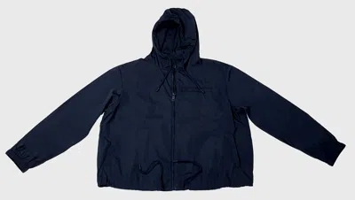 Shop Bally 6301237 Navy Blue Waterproof Hooded Raincoat