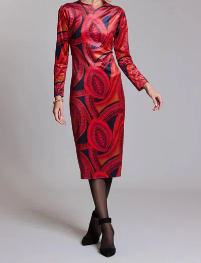 Tyler Boe Dana Midi Velvet Paisley Dress In Multi In Multi