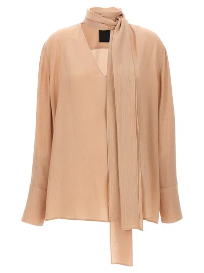 Shop Givenchy Pussy Bow Blouse Shirt, Blouse In Beige