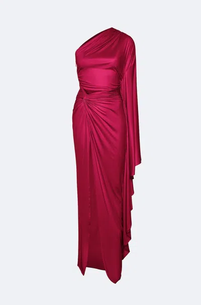 Shop Lapointe Coated Jersey One Shoulder Gown In Ultra Pink