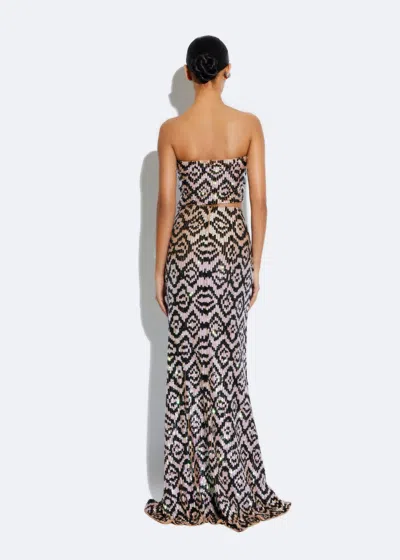 Lapointe Graphic Sequin Maxi Skirt In Black/sand