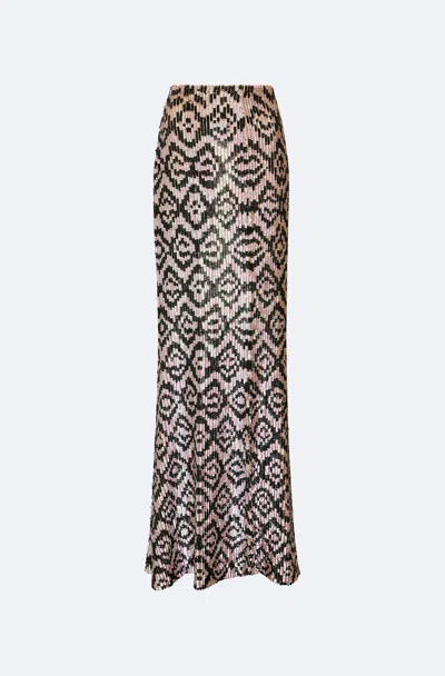 Lapointe Graphic Sequin Maxi Skirt In Black/sand