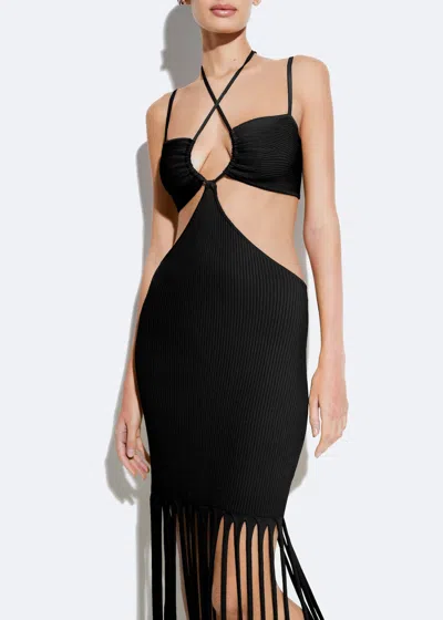 Lapointe Matte Viscose Cut Out Dress In Black