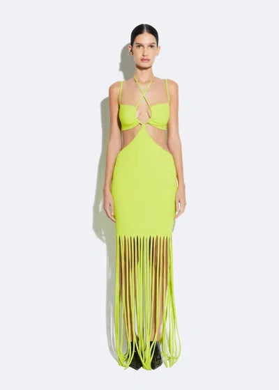 Shop Lapointe Matte Viscose Cut Out Dress In Lime