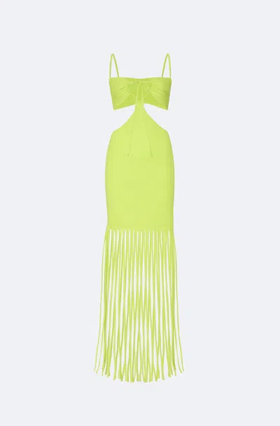 Shop Lapointe Matte Viscose Cut Out Dress In Lime