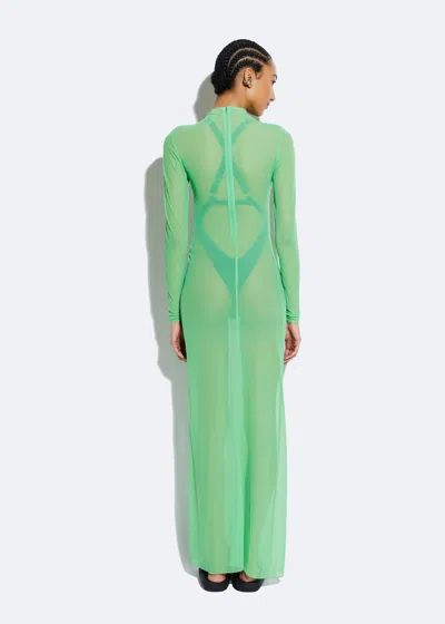 Lapointe Mesh Bias Tab Slit Dress In Pear