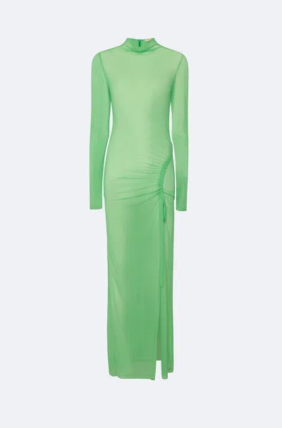 Lapointe Mesh Bias Tab Slit Dress In Pear