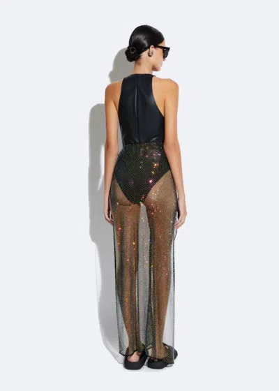 Lapointe Rhinestone Mesh Cover-up With Tie In Black Iridescent