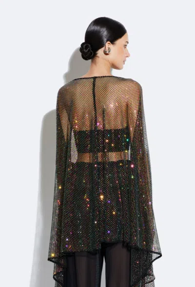Lapointe Rhinestone Mesh Short Caftan In Black Iridescent