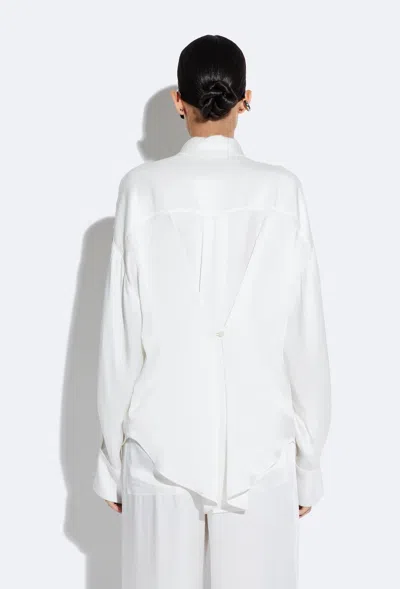 Shop Lapointe Satin Button Down Top In White