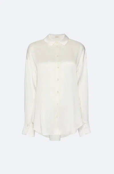 Shop Lapointe Satin Button Down Top In White