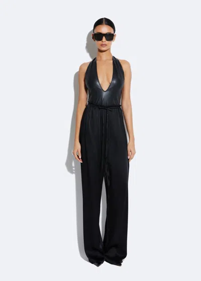 Shop Lapointe Satin Drawstring Pant In Black