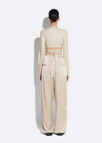 Lapointe Satin Drawstring Cargo Pant In Sand