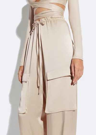 Lapointe Satin Drawstring Cargo Pant In Sand