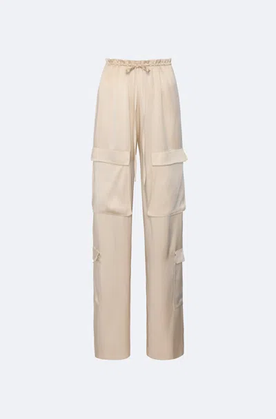Lapointe Satin Drawstring Cargo Pant In Sand