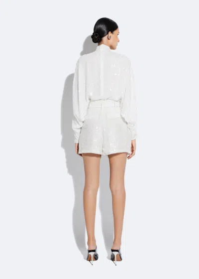 Shop Lapointe Sequin Belted Shorts In White