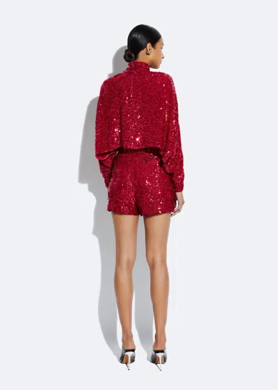 Shop Lapointe Sequin Belted Shorts In Ultra Pink