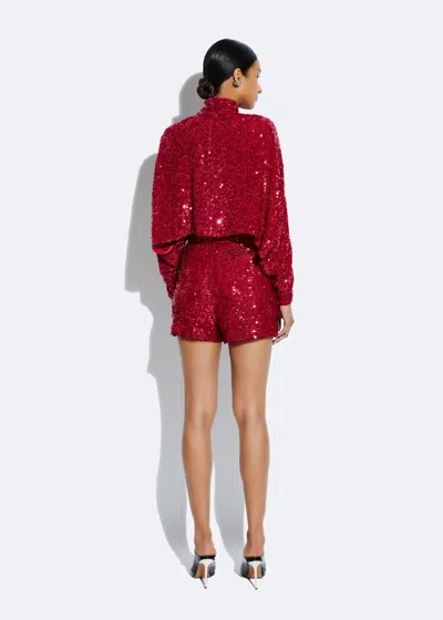 Lapointe Sequin Belted Shorts In Ultra Pink