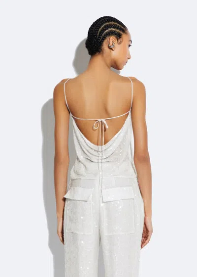 Lapointe Sequin Viscose Cowl Cami Top In White