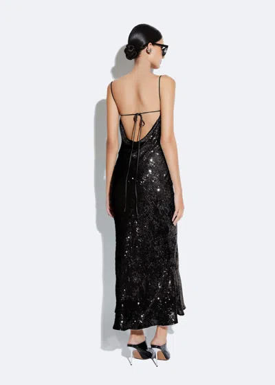 Shop Lapointe Sequin Cowl Midi Dress In Black