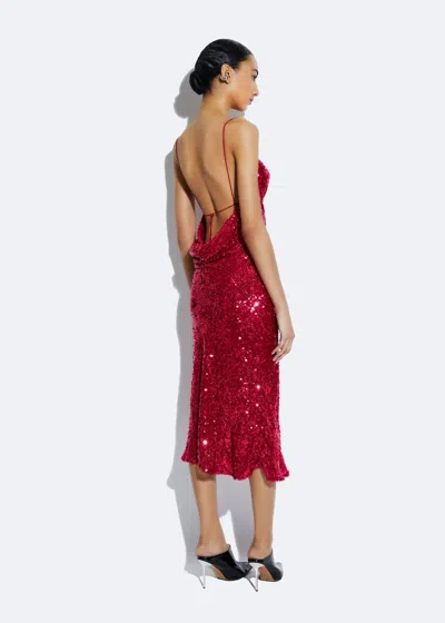 Shop Lapointe Sequin Cowl Midi Dress In Ultra Pink