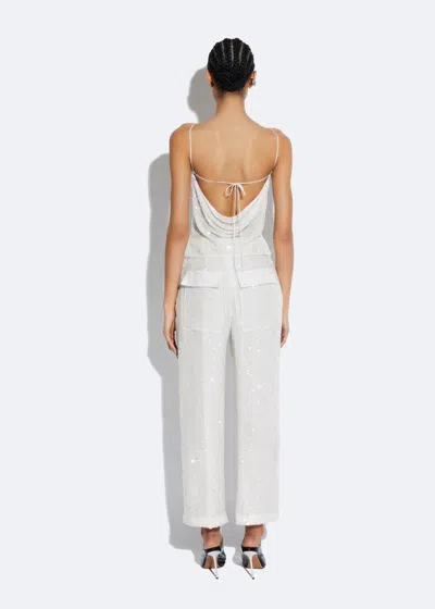 Shop Lapointe Sequin Tapered Pleated Pant In White