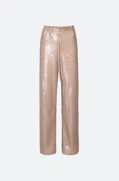 Lapointe Sheer Sequin Drawstring Pant In Smoke
