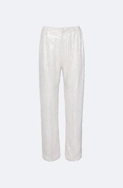 Shop Lapointe Sequin Tapered Pleated Pant In White