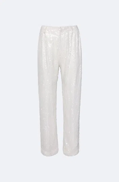 Lapointe Sequin Tapered Pleated Pant In White