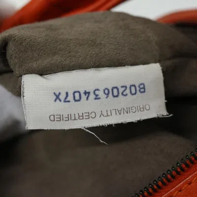 Shop Bottega Veneta Intrecciato Orange Leather Shoulder Bag ()