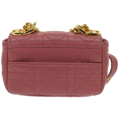 Shop Dior Caro Pink Leather Shoulder Bag ()