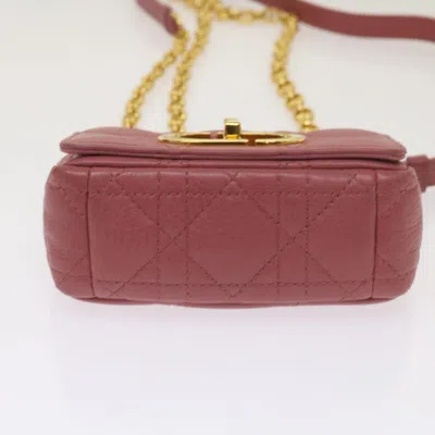 Shop Dior Caro Pink Leather Shoulder Bag ()
