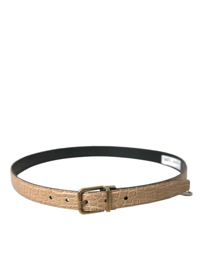 Shop Dolce & Gabbana Elegant Beige Leather Men's Belt