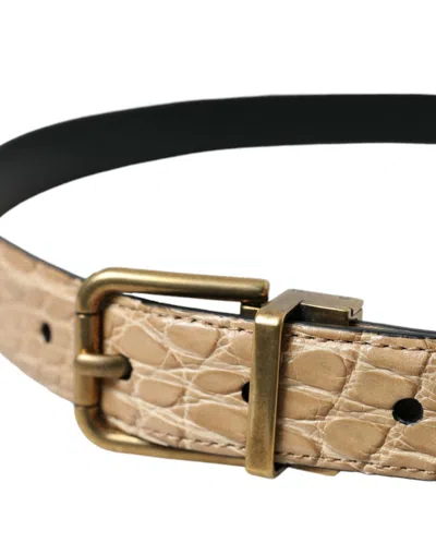 Shop Dolce & Gabbana Elegant Beige Leather Men's Belt