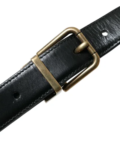 Shop Dolce & Gabbana Elegant Black Calf Leather Men's Belt