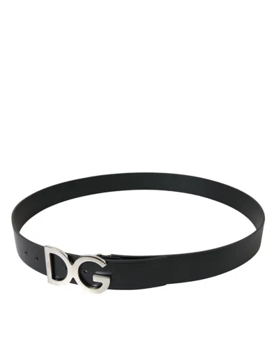 Shop Dolce & Gabbana Elegant Black Calf Leather Belt With Metal Men's Buckle