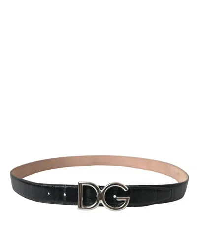 Shop Dolce & Gabbana Chic Black Leather Belt With Metal Men's Buckle