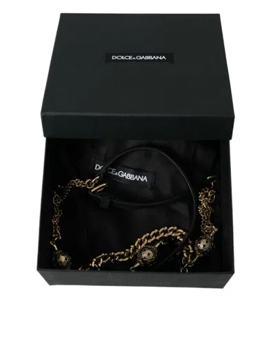Shop Dolce & Gabbana Elegant Crystal Bounce Leather Waist Women's Belt In Gold Black