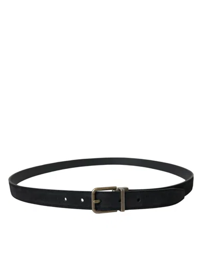 Shop Dolce & Gabbana Elegant Suede Calf Leather Men's Belt In Black