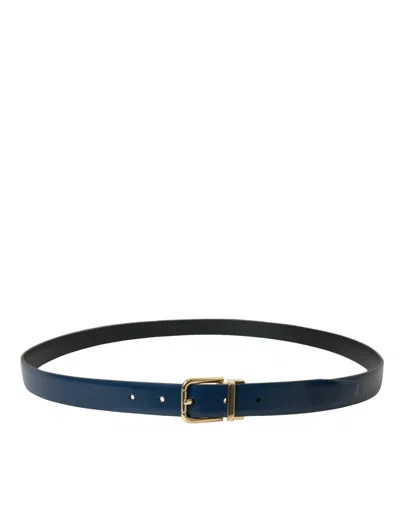 Shop Dolce & Gabbana Elegant Blue Calf Leather Men's Belt
