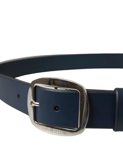 Shop Dolce & Gabbana Elegant Blue Calf Leather Belt With Metal Men's Buckle