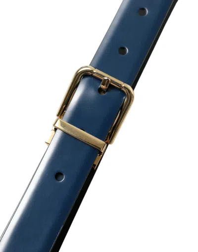 Shop Dolce & Gabbana Elegant Blue Calf Leather Men's Belt