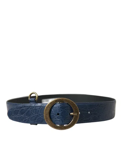 Shop Dolce & Gabbana Elegant Italian Leather Belt With Metal Men's Buckle In Blue