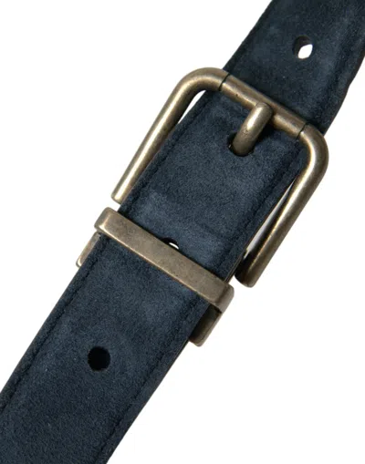 Shop Dolce & Gabbana Elegant Suede Calf Leather Men's Belt In Blue