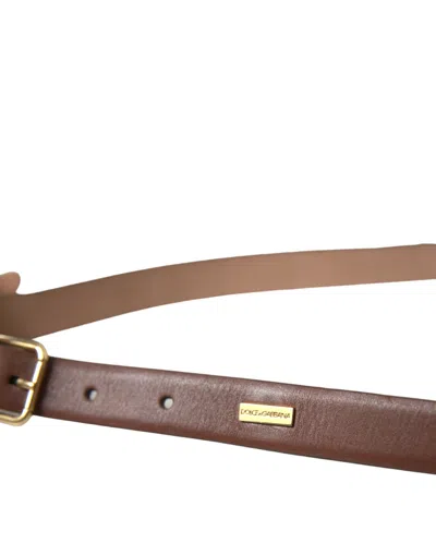 Shop Dolce & Gabbana Elegant Brown Calf Leather Waist Women's Belt