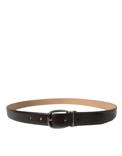 Shop Dolce & Gabbana Elegant Dark Brown Calf Leather Men's Belt