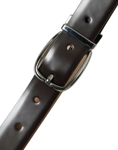 Shop Dolce & Gabbana Elegant Leather Belt With Eye-catching Men's Buckle In Brown