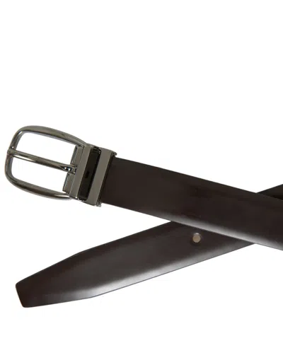 Shop Dolce & Gabbana Elegant Leather Belt With Eye-catching Men's Buckle In Brown